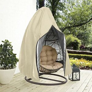 Xinjiuz Patio Hanging Egg Chair Cover Waterproof Swing Chair Covers with Zipper Outdoor Furniture Protector Garden Chair Cover 75" H x 45" D (Beige)