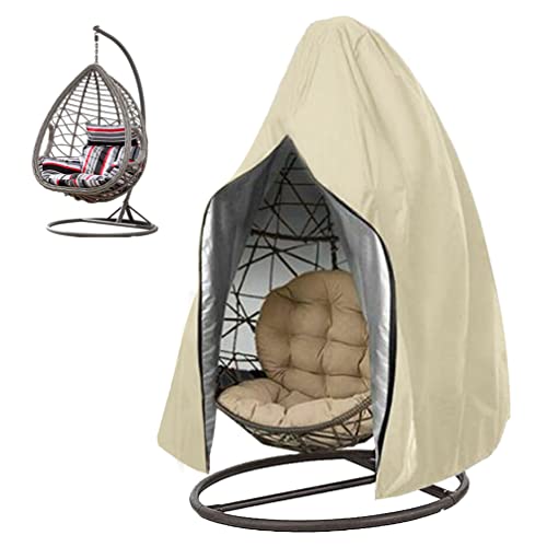 Xinjiuz Patio Hanging Egg Chair Cover Waterproof Swing Chair Covers with Zipper Outdoor Furniture Protector Garden Chair Cover 75" H x 45" D (Beige)