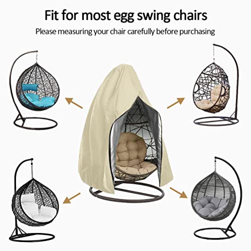 Xinjiuz Patio Hanging Egg Chair Cover Waterproof Swing Chair Covers with Zipper Outdoor Furniture Protector Garden Chair Cover 75" H x 45" D (Beige)