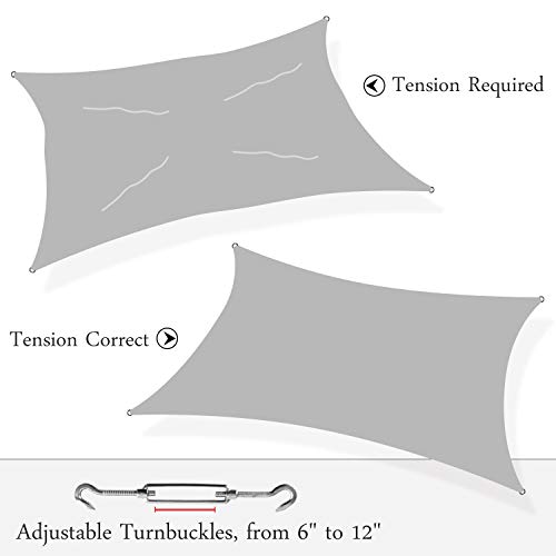 Amgo 12' x 16' Grey Rectangle Sun Shade Sail Canopy Awning, 95% UV Blockage, Water & Air Permeable, Commercial and Residential, for Patio Yard Pergola, 5 Years Warranty (Available for Custom Sizes)