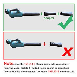 197889-6 Flat End Nozzle Attachment Compatible with Makita X2 36V, 18V Hand held Blower XBU02Z, XBU03, DUB362- Easy One-Click Installation