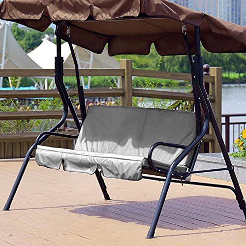 Outdoor Swing 3 Seat Waterproof Pad Replacement Swing Seat Cover Garden Courtyard Swing Set Cover Patio Swing Chair Protection Cover Replacement Ceiling Spare Protective Cover for Garden(Grey)