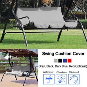 Outdoor Swing 3 Seat Waterproof Pad Replacement Swing Seat Cover Garden Courtyard Swing Set Cover Patio Swing Chair Protection Cover Replacement Ceiling Spare Protective Cover for Garden(Grey)