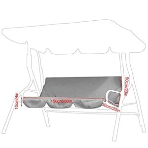 Outdoor Swing 3 Seat Waterproof Pad Replacement Swing Seat Cover Garden Courtyard Swing Set Cover Patio Swing Chair Protection Cover Replacement Ceiling Spare Protective Cover for Garden(Grey)