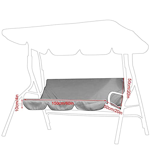 Outdoor Swing 3 Seat Waterproof Pad Replacement Swing Seat Cover Garden Courtyard Swing Set Cover Patio Swing Chair Protection Cover Replacement Ceiling Spare Protective Cover for Garden(Grey)