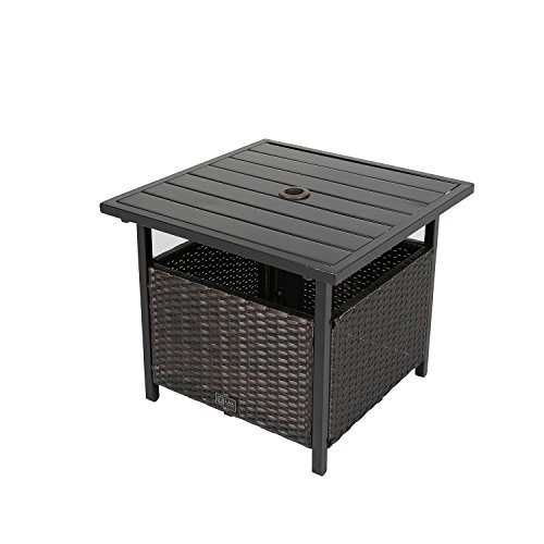 Ulax Furniture Patio Side Table Outdoor Wicker Umbrella Bistro End Table