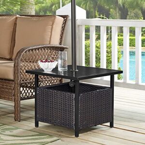 Ulax Furniture Patio Side Table Outdoor Wicker Umbrella Bistro End Table