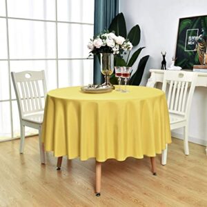 KAIPHO Yellow Round Tablecloth Waterproof Stain Resistant Wrinkle Free Table Cloth 210GSM Polyester Washable Wipeable Table Cover for Party, Banquet, Wedding, Indoor and Outdoor (48 inch, Circle)