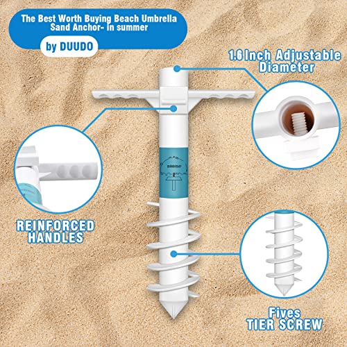 DUUDO Beach Umbrella Sand Anchor, Beach Accessories-Umbrella Base with 5-Spiral Screw Design, Beach Essentials Umbrella Holder Stand Resist Strong Winds One Size Fits All