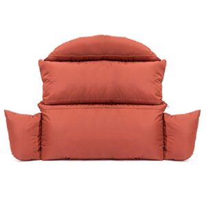 LeisureMod Hanging 2 Person Double Egg Swing Chair Cushion (Dark Orange)