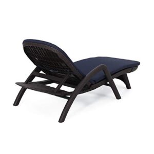 Christopher Knight Home Chaise Lounge Set, Dark Brown + Navy Blue