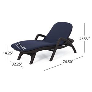 Christopher Knight Home Chaise Lounge Set, Dark Brown + Navy Blue