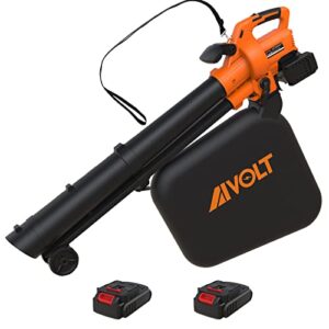 aivolt 40v cordless leaf blower vacuum – 600cfm 150mph 3 in 1 battery powered leaf blowers/mulcher with 2x 2.0 ah batteries and quick charger for lawn care and snow blowing