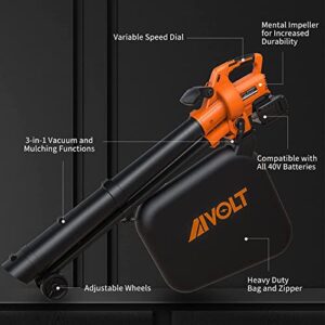 AIVOLT 40V Cordless Leaf Blower Vacuum - 600CFM 150MPH 3 in 1 Battery Powered Leaf Blowers/Mulcher with 2X 2.0 Ah Batteries and Quick Charger for Lawn Care and Snow Blowing