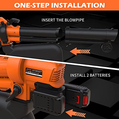 AIVOLT 40V Cordless Leaf Blower Vacuum - 600CFM 150MPH 3 in 1 Battery Powered Leaf Blowers/Mulcher with 2X 2.0 Ah Batteries and Quick Charger for Lawn Care and Snow Blowing
