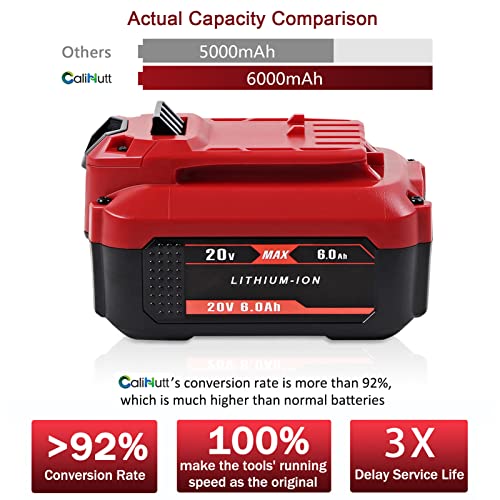 CaliHutt 【3RD-Upgrade 6.0Ah 20V Replacement Battery for V20 Craftsman 20V Battery MAX CMCB204 CMCB202 CMCB201 CMCD700C1 CMCS500B (All of V20 Cordless Tool Series) High Capacity