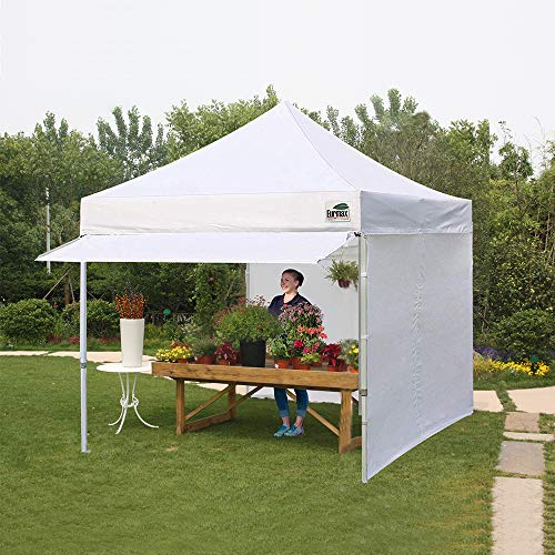 Eurmax USA 10 x 10 Pop up Canopy Commercial Pop Up Canopy Tent Outdoor Party Canopies with 4 Removable Zippered Sidewalls and Roller Bag with 4 Canopy Sand Bags & 24 Squre Ft Extended Awning(White)