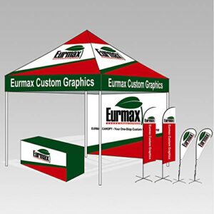 Eurmax USA 10 x 10 Pop up Canopy Commercial Pop Up Canopy Tent Outdoor Party Canopies with 4 Removable Zippered Sidewalls and Roller Bag with 4 Canopy Sand Bags & 24 Squre Ft Extended Awning(White)