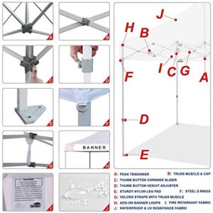 Eurmax USA 10 x 10 Pop up Canopy Commercial Pop Up Canopy Tent Outdoor Party Canopies with 4 Removable Zippered Sidewalls and Roller Bag with 4 Canopy Sand Bags & 24 Squre Ft Extended Awning(White)