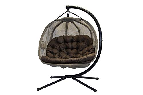 Flower House Hanging Pumpkin Loveseat Chair with Stand (Bark/Espresso)