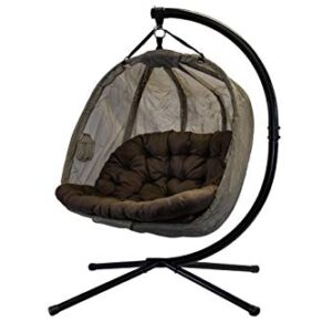 Flower House Hanging Pumpkin Loveseat Chair with Stand (Bark/Espresso)