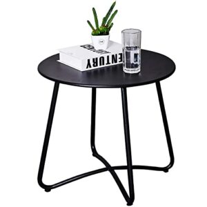 caifang patio side table outdoor, metal side table small round side table weather resistant end table outdoor table for garden porch balcony yard lawn, black