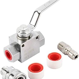 Toolly Stainless Steel High Pressure Washer Ball Valve Kit, 3/8 Inch Quick Connect for Power Washer Hose, 4500 PSI