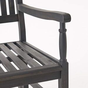 Great Deal Furniture Penny Outdoor Acacia Wood Rocking Chairs (Set of 2), Dark Gray