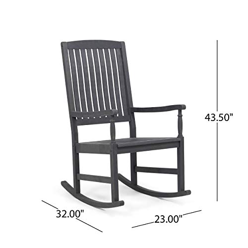 Great Deal Furniture Penny Outdoor Acacia Wood Rocking Chairs (Set of 2), Dark Gray