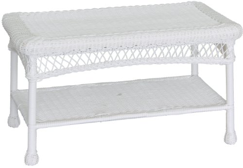 Jeco All-Weather Wicker Resin Outdoor Patio Coffee Table in White