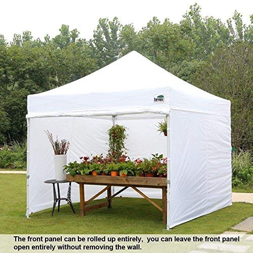 Eurmax 10 x 10 Pop up Canopy Commercial Tent Outdoor Instant Canopies Party Shelter with 4 Zippered Sidewalls and Roller Bag Bonus Canopy Sand Bags(White)