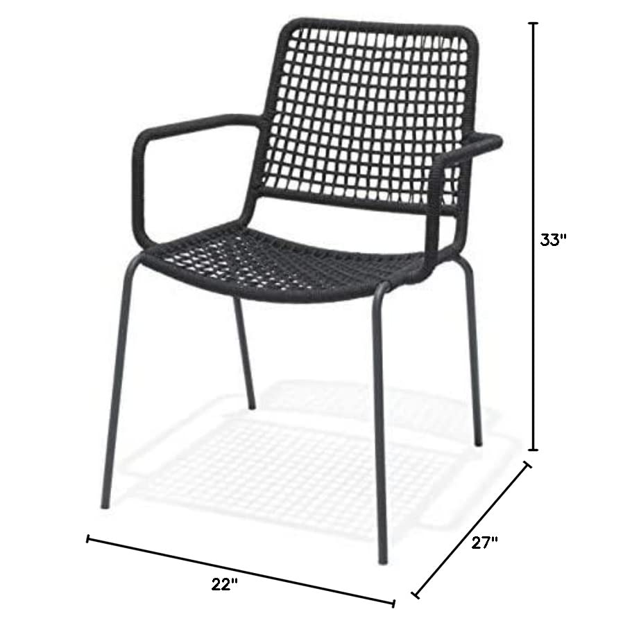 Amazonia Lancaster 4-Piece Chair Set Steel with a Rope Seat | Ideal for Outdoors