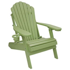 eccb outdoor outer banks deluxe oversized poly lumber folding adirondack chair (sage)
