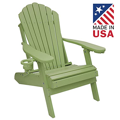 ECCB Outdoor Outer Banks Deluxe Oversized Poly Lumber Folding Adirondack Chair (Sage)