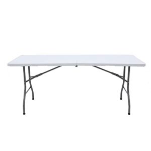 Lakhow UP041 6 Foot Long Portable Plastic Folding Multipurpose Utility Picnic Table with Powder Coated Steel Legs and Built in Carry Handle, White