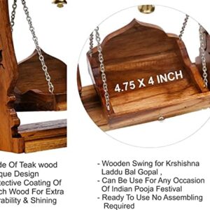 will and weaves Wooden krishna Swing/Jhula handmade ladoo gopal jhula or krishna swing janamashtmi jhula brown color, ‎20 x 10 x 23 cm approx