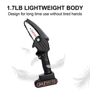Gigilli Mini Chainsaw With 2 Batteries 4 Chain, 4-Inch Mini Cordless Chainsaw Battery Powered Portable, Christmas Gift Handheld Small Electric Chainsaw for Tree Trimming Branch Pruning Wood Cutting