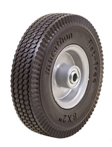 marathon 8×2″ flat free, hand truck / all purpose utility tire on wheel, 2.375″ centered hub, 1/2″ bearings