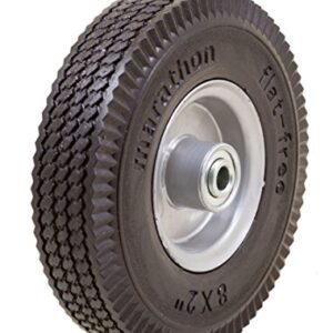 Marathon 8x2" Flat Free, Hand Truck / All Purpose Utility Tire on Wheel, 2.375" Centered Hub, 1/2" Bearings