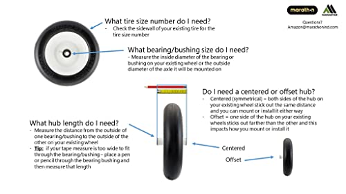 Marathon 8x2" Flat Free, Hand Truck / All Purpose Utility Tire on Wheel, 2.375" Centered Hub, 1/2" Bearings