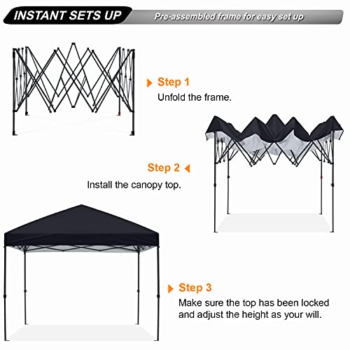 ABCCANOPY Durable Easy Pop up Canopy Tent 10x10, Black