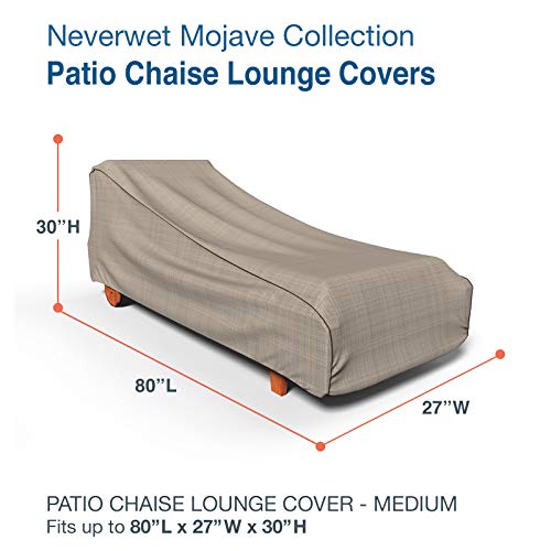 Budge NeverWet Mojave Patio Chaise Cover, Black Ivory, Medium