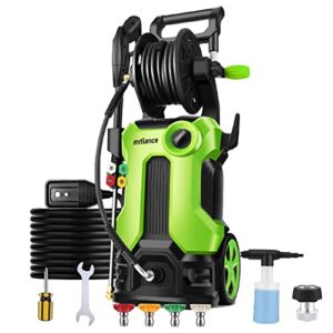 mrliance electric pressure washer 2.11gpm power washer high power cleaner with hose reel, 4 adjustable nozzles, soap bottle for car, home, garden (green)