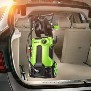 mrliance Electric Pressure Washer 2.11GPM Power Washer High Power Cleaner with Hose Reel, 4 Adjustable Nozzles, Soap Bottle for Car, Home, Garden (Green)