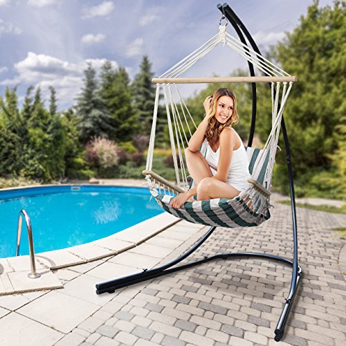 Sorbus Hammock Chair Stand Hanging Chair Stand- Heavy Duty Steel Sensory Swing Stand- Weather & Rust Resistant Arc Stand- Adjustable Portable Stand 330lbs - Tree,Lounger,Air Porch,Indoor/Outdoor,Yard