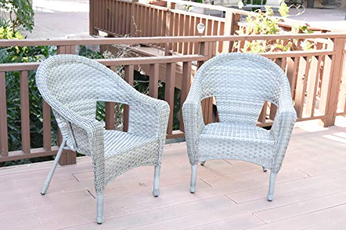 Jeco W00402G_2 Set of 2 Grey Resin Wicker Clark Single Chair Without Cushion