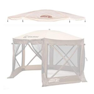 CLAM Quick-Set Outdoor Gazebo Screen Tent Canopy Accessory Rain Fly Roof Tarp for Pavilion/Pavilion Camper Models, Tan (Tent Not Included)