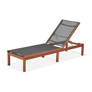 Amazonia Chaise 1-Piece Patio Sling Lounger | Eucalyptus Wood | Ideal for Outdoors and Poolside, Black