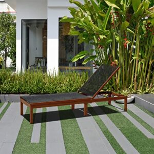 Amazonia Chaise 1-Piece Patio Sling Lounger | Eucalyptus Wood | Ideal for Outdoors and Poolside, Black