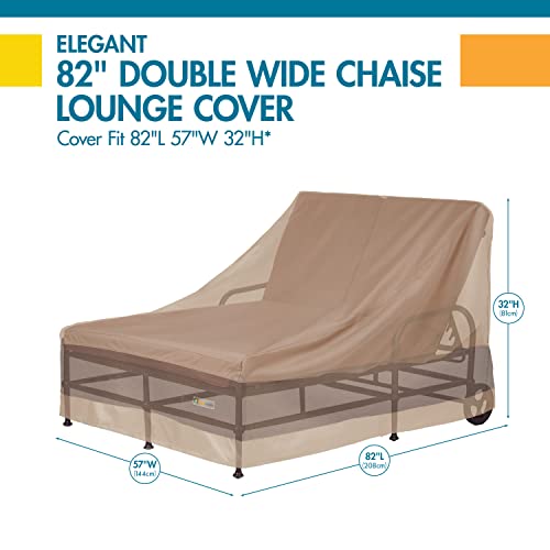 Duck Covers Elegant Waterproof 82 Inch Double Wide Patio Chaise Lounge Cover, Patio Furniture Covers, Swiss Coffee